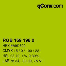 Color code: RGB 169 198 0 | qconv.com