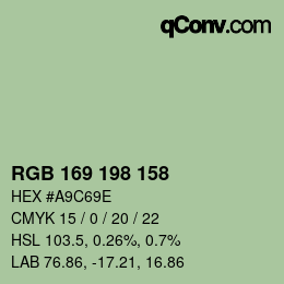 Color code: RGB 169 198 158 | qconv.com