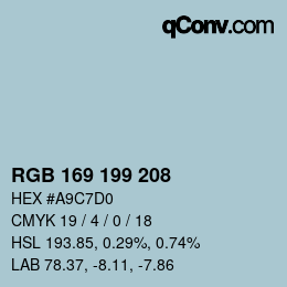 颜色代码: RGB 169 199 208 | qconv.com