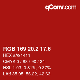 カラーコード: RGB 169 20.2 17.6 | qconv.com
