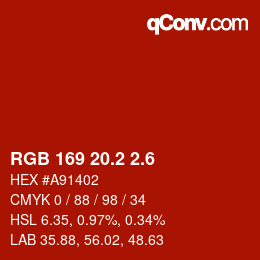 カラーコード: RGB 169 20.2 2.6 | qconv.com