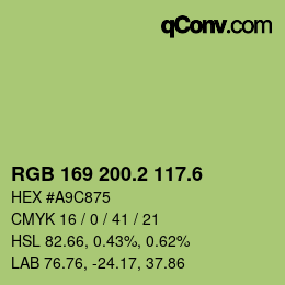 カラーコード: RGB 169 200.2 117.6 | qconv.com