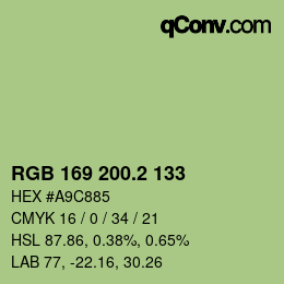 カラーコード: RGB 169 200.2 133 | qconv.com