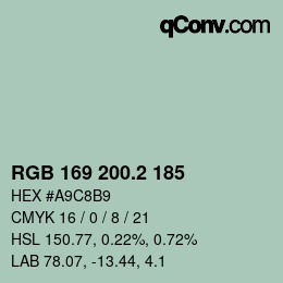 カラーコード: RGB 169 200.2 185 | qconv.com