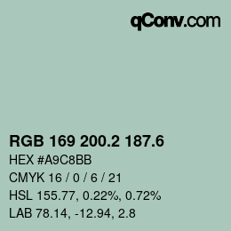 カラーコード: RGB 169 200.2 187.6 | qconv.com