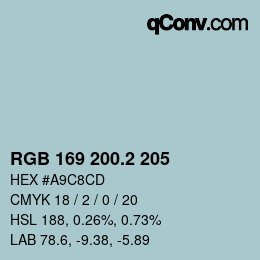 カラーコード: RGB 169 200.2 205 | qconv.com
