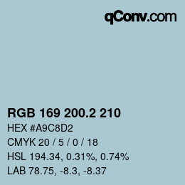 カラーコード: RGB 169 200.2 210 | qconv.com