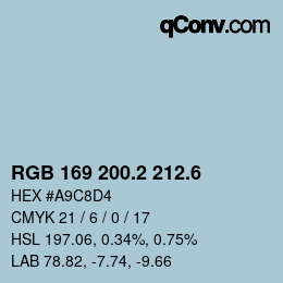 カラーコード: RGB 169 200.2 212.6 | qconv.com