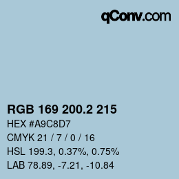 カラーコード: RGB 169 200.2 215 | qconv.com