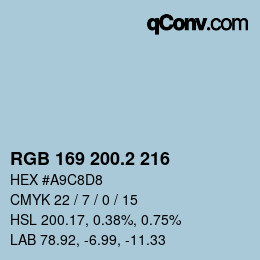 カラーコード: RGB 169 200.2 216 | qconv.com