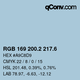 カラーコード: RGB 169 200.2 217.6 | qconv.com
