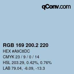 カラーコード: RGB 169 200.2 220 | qconv.com