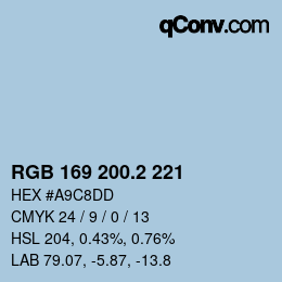 カラーコード: RGB 169 200.2 221 | qconv.com