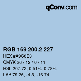 カラーコード: RGB 169 200.2 227 | qconv.com