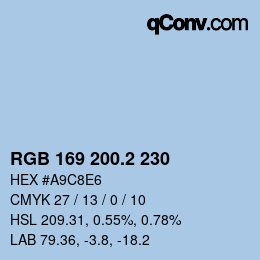 カラーコード: RGB 169 200.2 230 | qconv.com