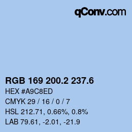 カラーコード: RGB 169 200.2 237.6 | qconv.com
