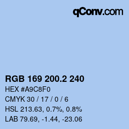 カラーコード: RGB 169 200.2 240 | qconv.com