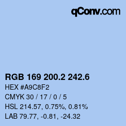 カラーコード: RGB 169 200.2 242.6 | qconv.com