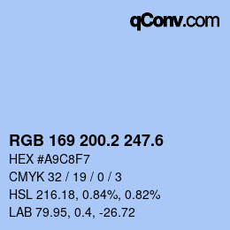 カラーコード: RGB 169 200.2 247.6 | qconv.com