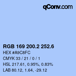 カラーコード: RGB 169 200.2 252.6 | qconv.com