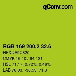 カラーコード: RGB 169 200.2 32.6 | qconv.com