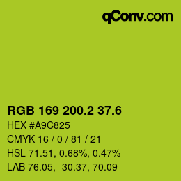 カラーコード: RGB 169 200.2 37.6 | qconv.com