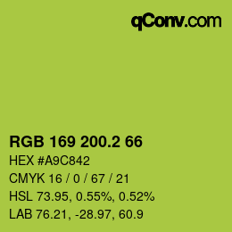カラーコード: RGB 169 200.2 66 | qconv.com