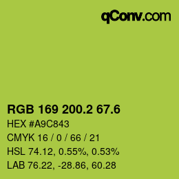 カラーコード: RGB 169 200.2 67.6 | qconv.com