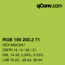 カラーコード: RGB 169 200.2 71 | qconv.com