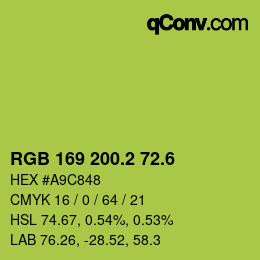 カラーコード: RGB 169 200.2 72.6 | qconv.com