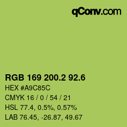 カラーコード: RGB 169 200.2 92.6 | qconv.com