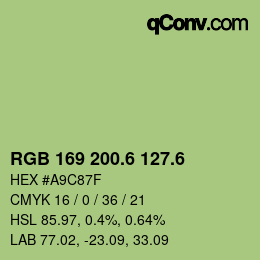 カラーコード: RGB 169 200.6 127.6 | qconv.com