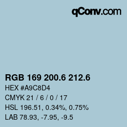 カラーコード: RGB 169 200.6 212.6 | qconv.com