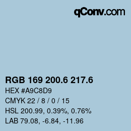 カラーコード: RGB 169 200.6 217.6 | qconv.com