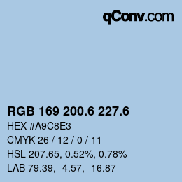 カラーコード: RGB 169 200.6 227.6 | qconv.com