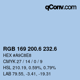 カラーコード: RGB 169 200.6 232.6 | qconv.com