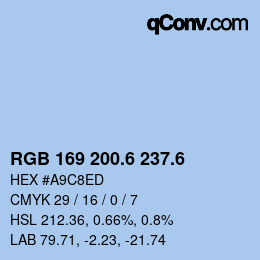 カラーコード: RGB 169 200.6 237.6 | qconv.com