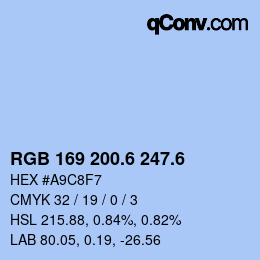 カラーコード: RGB 169 200.6 247.6 | qconv.com
