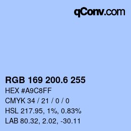 カラーコード: RGB 169 200.6 255 | qconv.com