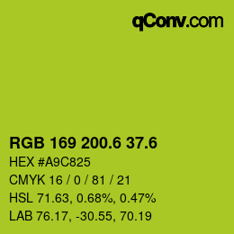 カラーコード: RGB 169 200.6 37.6 | qconv.com