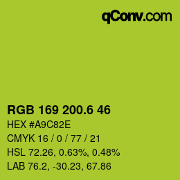 カラーコード: RGB 169 200.6 46 | qconv.com