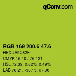 カラーコード: RGB 169 200.6 47.6 | qconv.com