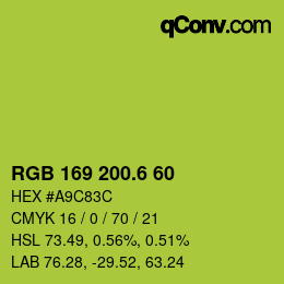 カラーコード: RGB 169 200.6 60 | qconv.com