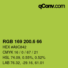 カラーコード: RGB 169 200.6 66 | qconv.com