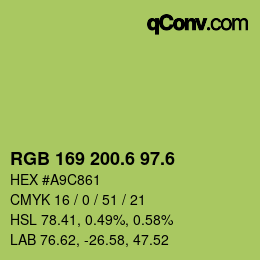 カラーコード: RGB 169 200.6 97.6 | qconv.com