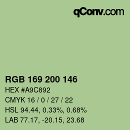 カラーコード: RGB 169 200 146 | qconv.com