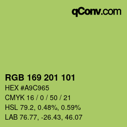 Color code: RGB 169 201 101 | qconv.com
