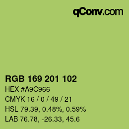 Color code: RGB 169 201 102 | qconv.com