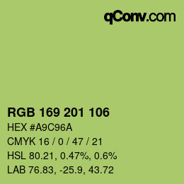 Color code: RGB 169 201 106 | qconv.com