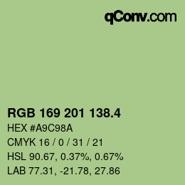 カラーコード: RGB 169 201 138.4 | qconv.com